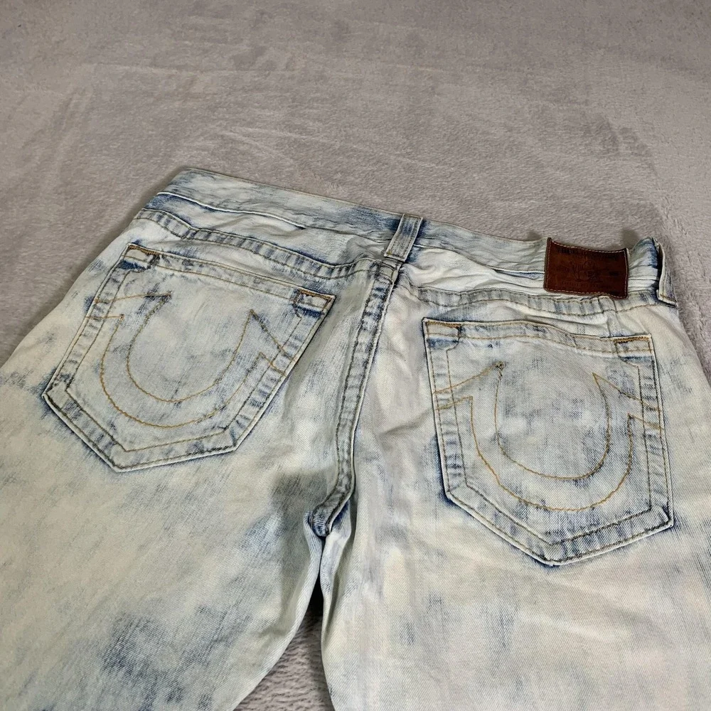 True Religion Geno Jeans Mens 36x31 Blue Acid Wash Straight USA‎ Made Vintage